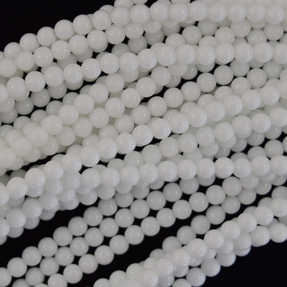 White Jade Round Beads Gemstone 15" Strand 4mm 6mm 8mm 10mm 12mm