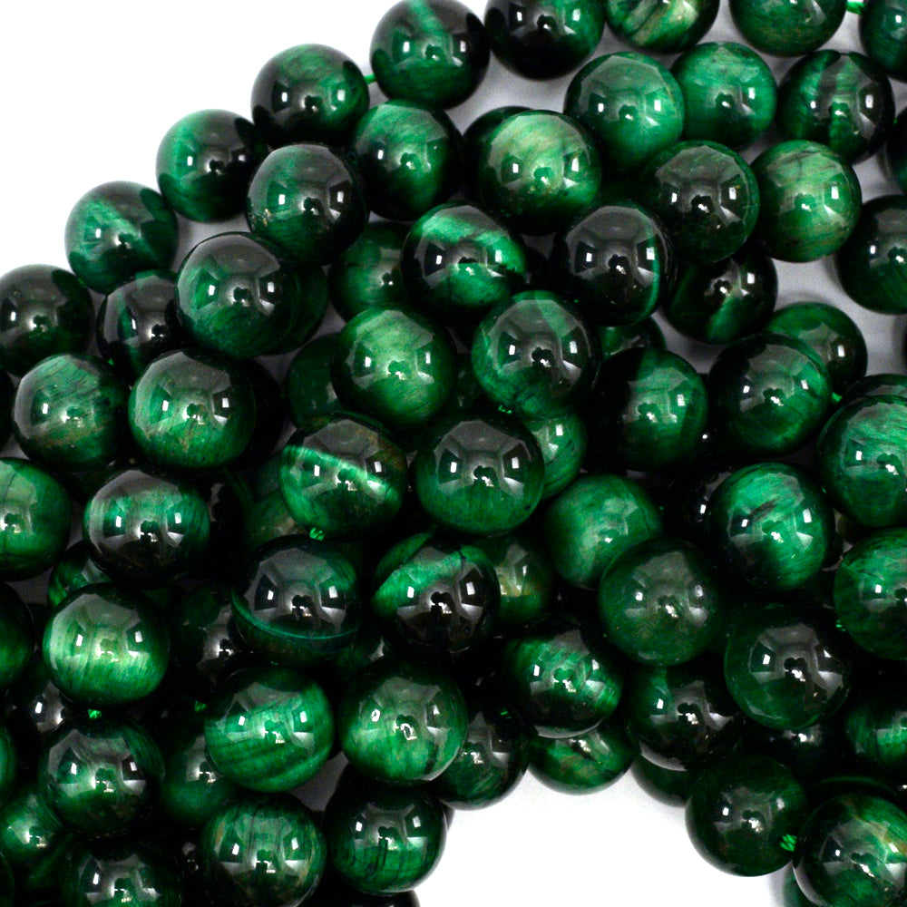 AA Green Tiger Eye Round Beads Gemstone 15.5" Strand 4mm 6mm 8mm 10mm 12mm