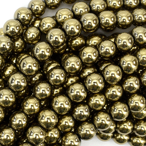 4mm hematite side tube beads 16" strand gold color