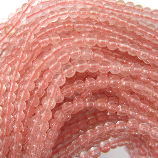 Cherry Quartz Round Beads Gemstone 15" Strand 4mm 6mm 8mm 10mm 12mm - Eagle Beadz