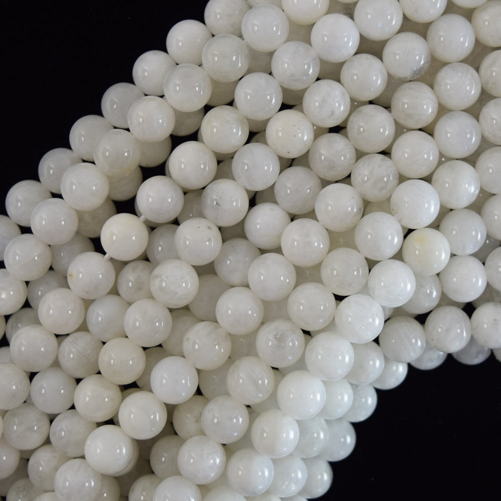 Natural White Moonstone Round Beads 15.5" Strand 4mm 6mm 8mm 10mm S1