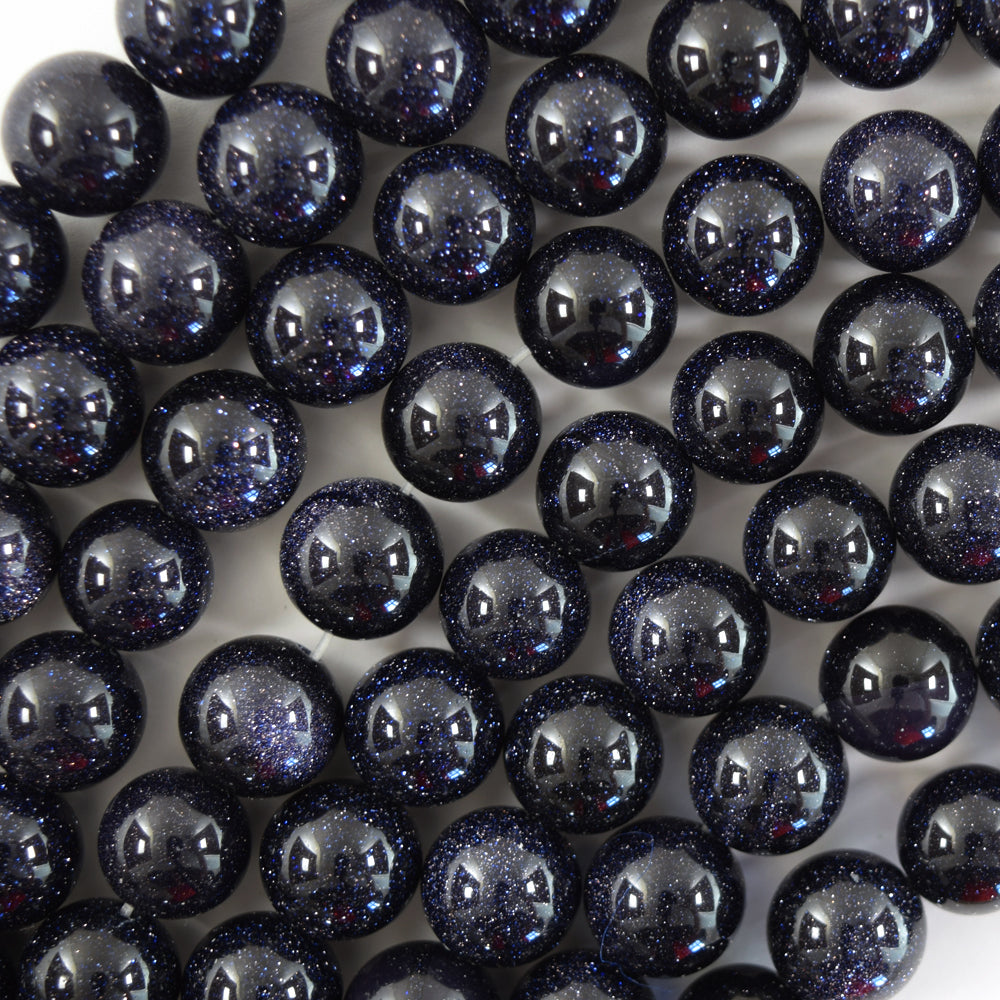 Blue Goldstone Round Beads Gemstone 14.5" Strand Sandstone 4mm 6mm 8mm 10mm
