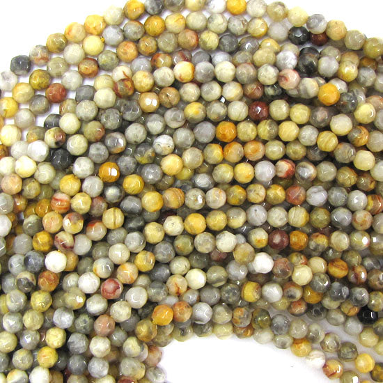 Natural Faceted Crazy Lace Agate Round Beads 14.5" Strand 4mm 6mm 8mm 10mm 12mm