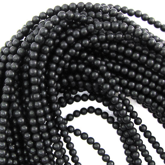 Matte Black Onyx Round Beads Gemstone 15