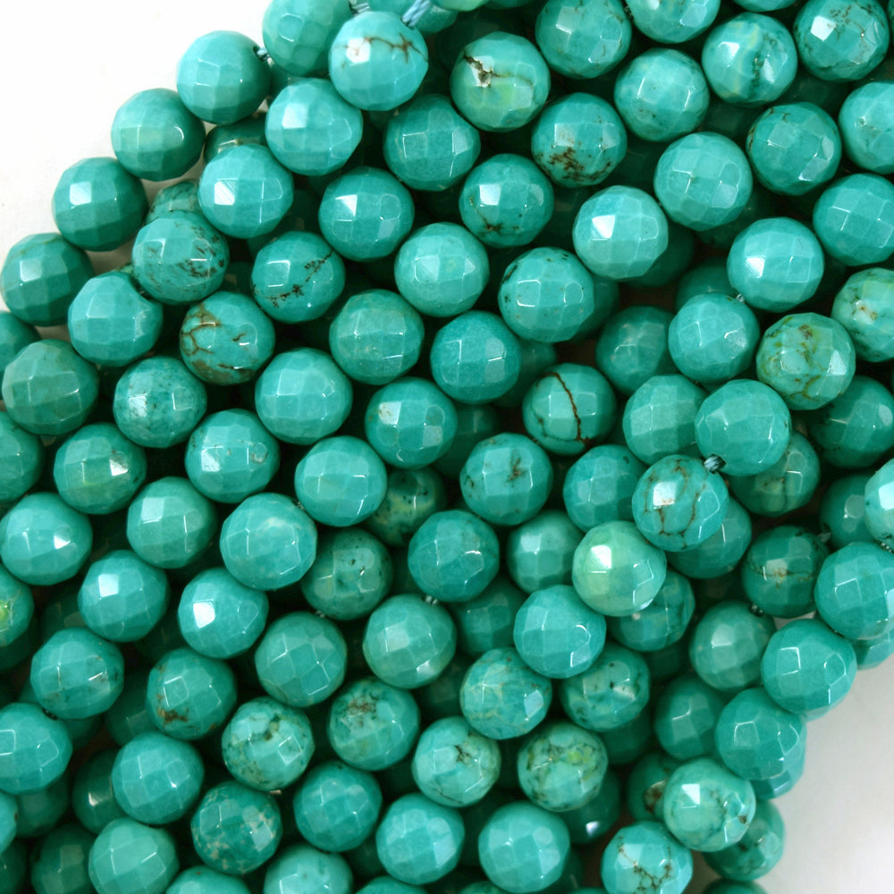 Faceted Green Turquoise Round Beads 15.5" Strand 2mm 3mm 4mm 6mm 8mm 10mm