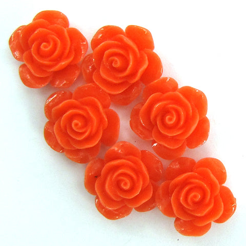 6 12mm synthetic coral carved rose flower pendant bead black