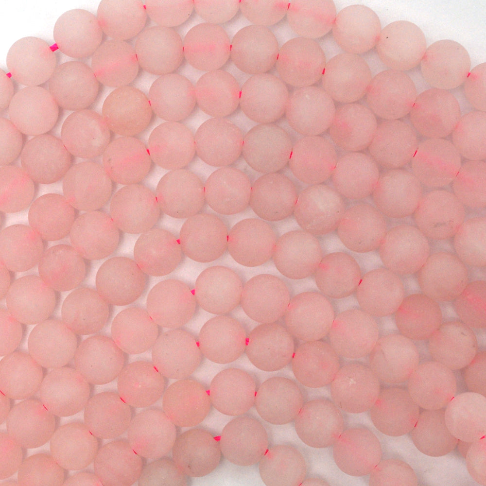 Matte Pink Rose Quartz Round Beads Gemstone 15" Strand 4mm 6mm 8mm 10mm 12mm