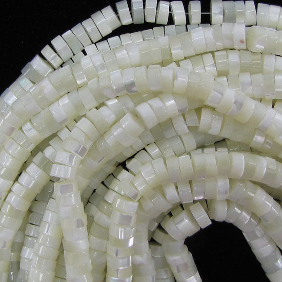 White Mother Of Pearl MOP Heishi Disc Beads Gemstone 15.5" Strand 4mm 6mm 8mm