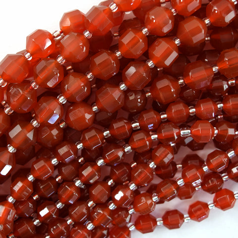 Orange Red Stripe Carnelian Round Beads 15" Strand 6mm 8mm 10mm