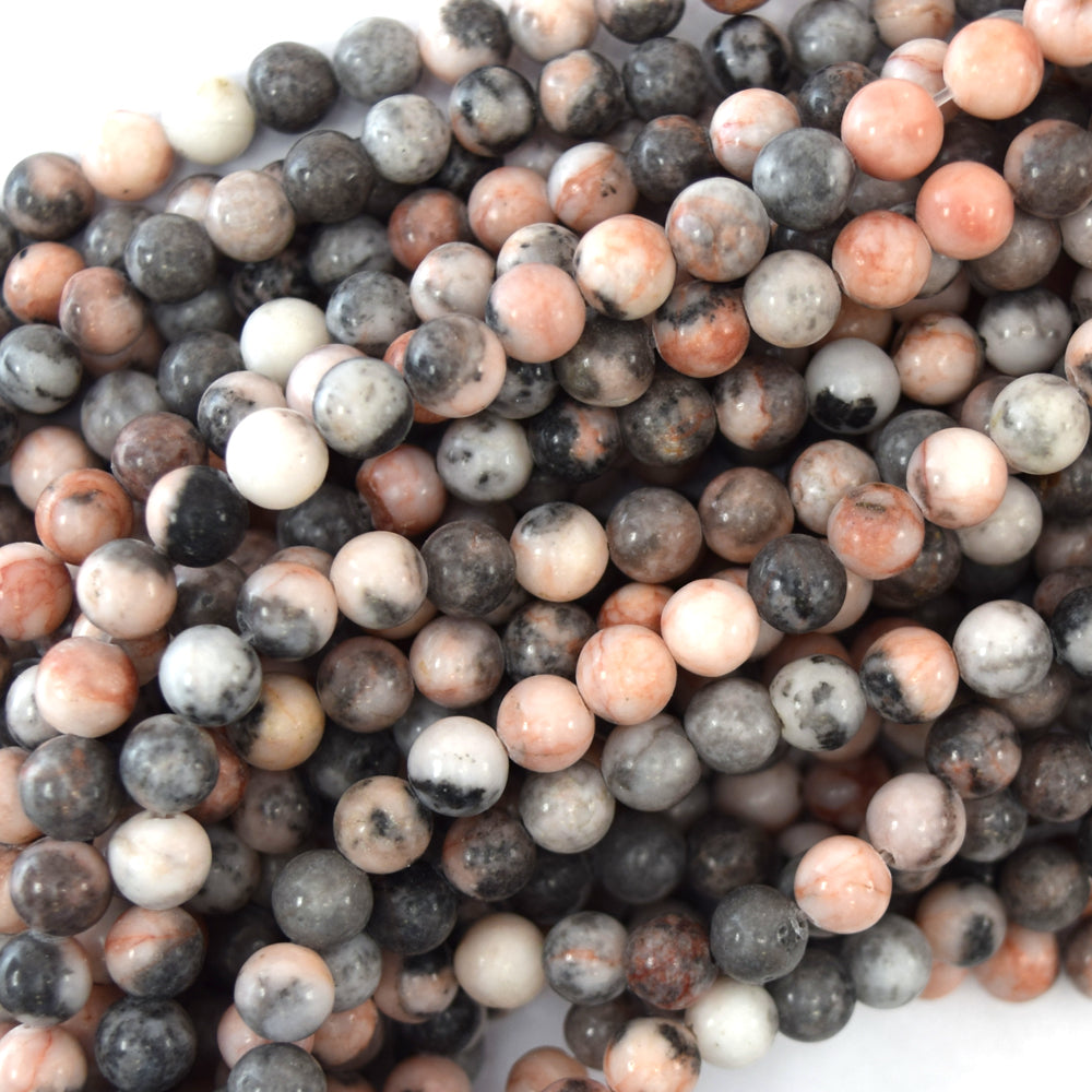 Natural Pink Zebra Jasper Round Beads Gemstone 15