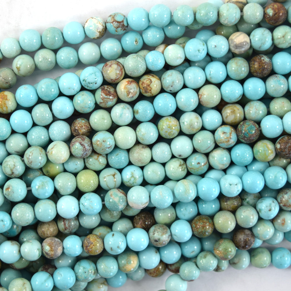 Brown Matrix Cream Blue Turquoise Round Beads 15" Strand 4mm 6mm 8mm 10mm 12mm