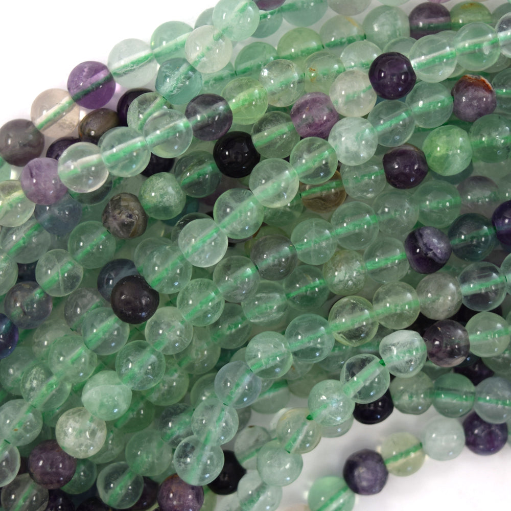 Natural Rainbow Fluorite Round Beads 15" Strand 4mm 6mm 8mm 10mm 12mm S1