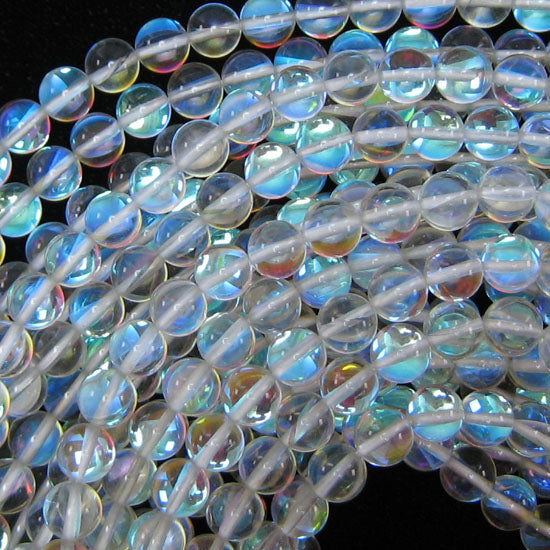 White Mystic Aura Quartz Round Beads Gmestone 15" Strand 6mm 8mm 10mm