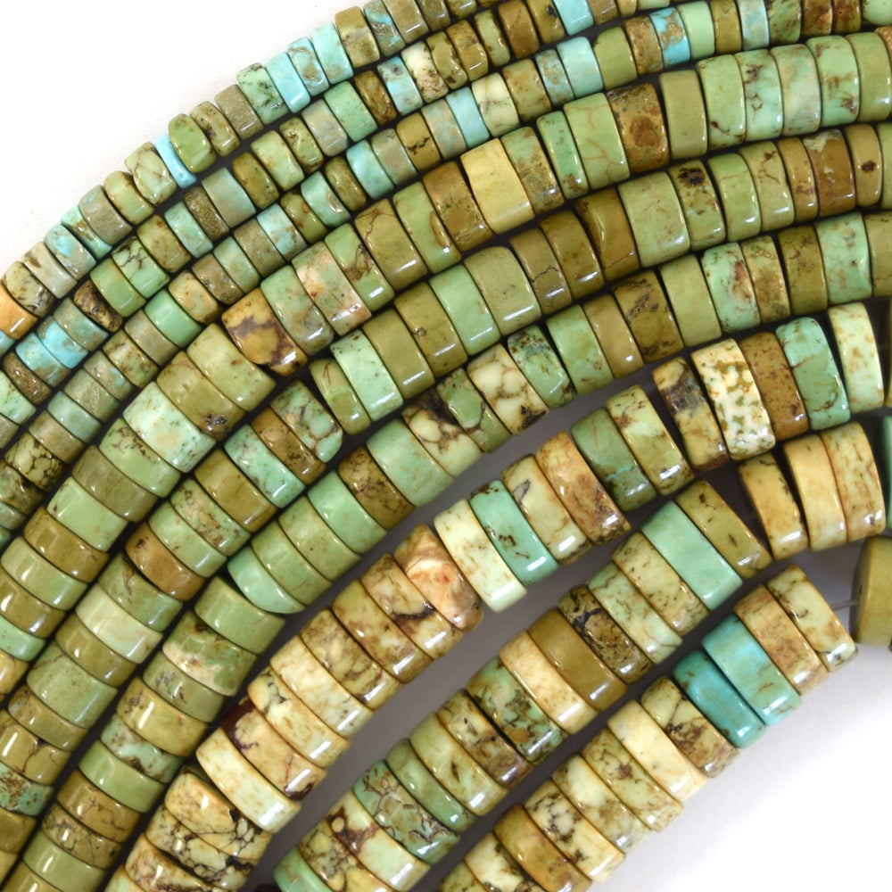 Brown Green Turquoise Heishi Disc Beads Gemstone 15.5" Strand 4mm 6mm 8mm - Eagle Beadz