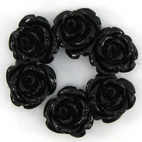 12mm synthetic black coral carved rose flower pendant bead 10pcs