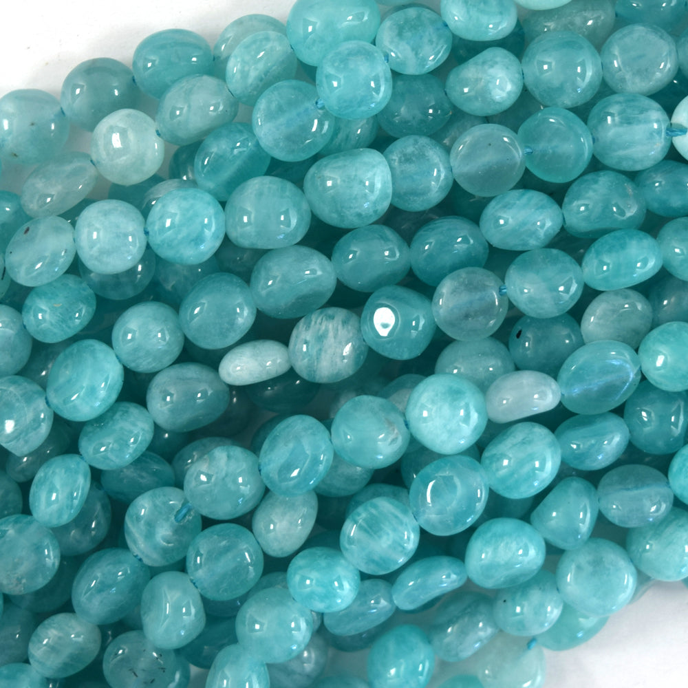 Natural African Green Amazonite Pebble Nugget Beads 15.5