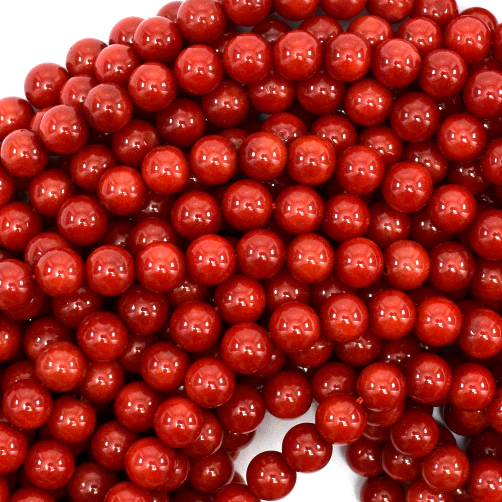 Red Coral Round Beads Gemstone 15.5" Strand 4mm 6mm