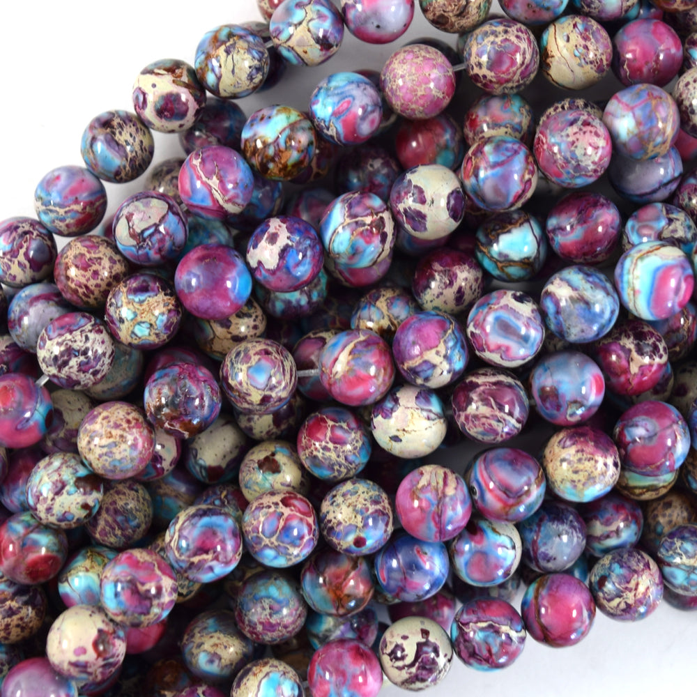 Galaxy Purple Blue Sea Sediment Jasper Round Beads 15.5" 4mm 6mm 8mm 10mm S1