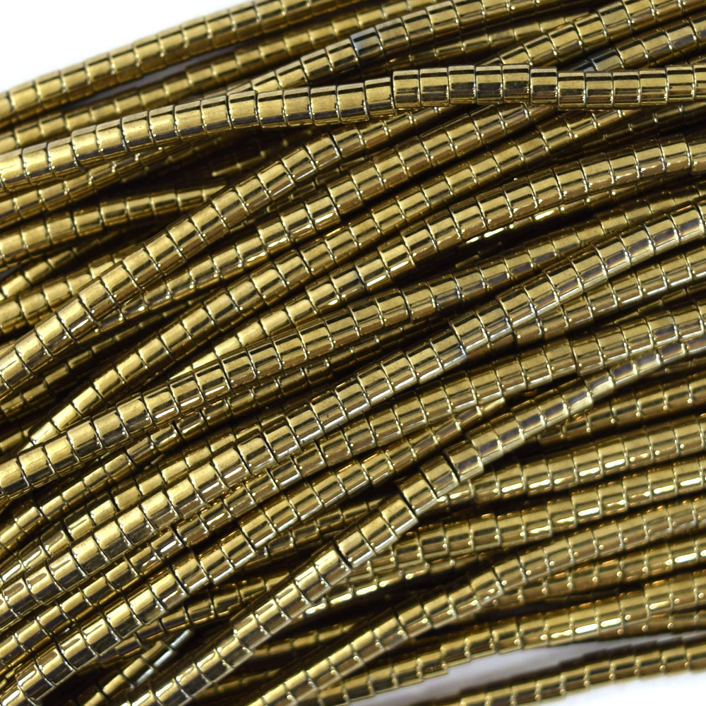 Pyrite Colored Hematite Heishi Disc Beads Gemstone 15.5