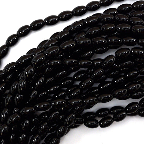 9mm faceted black onyx teardrop beads 15" strand