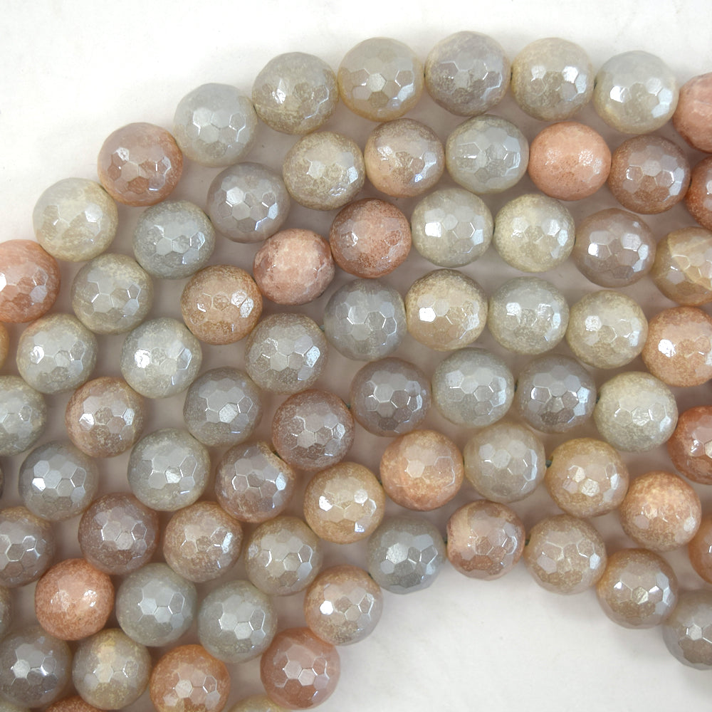 Mystic Titanium Faceted Peach Aventurine Round Beads 15" 6mm 8mm 10mm 12mm