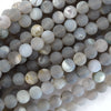 Natural Matte Gray Druzy Agate Round Beads Gemstone 15