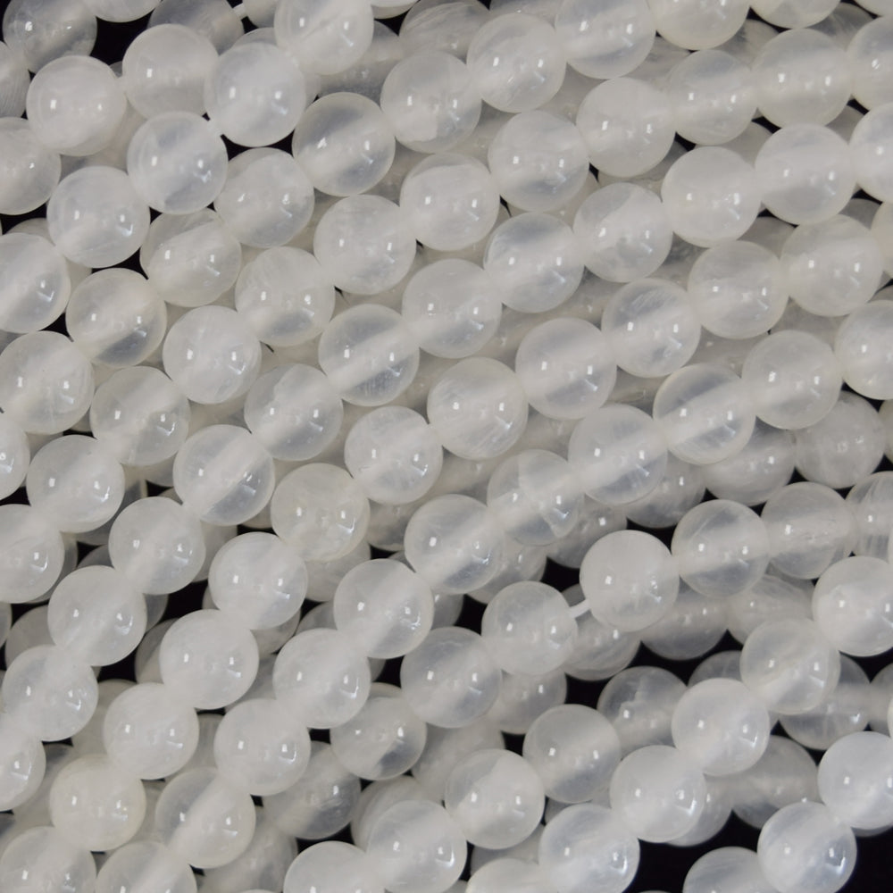 Natural White Selenite Round Beads Gemstone 15.5" strand 4mm 6mm 8mm 10mm 12mm