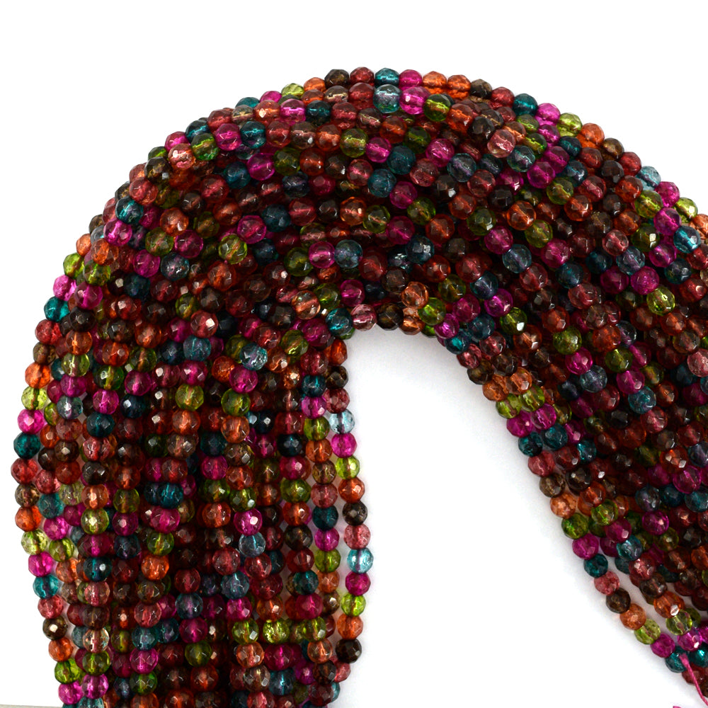 Faceted Watermelon Tourmaline Quartz Round Beads Gemstone 15.5" 4mm 6mm 8mm 10mm