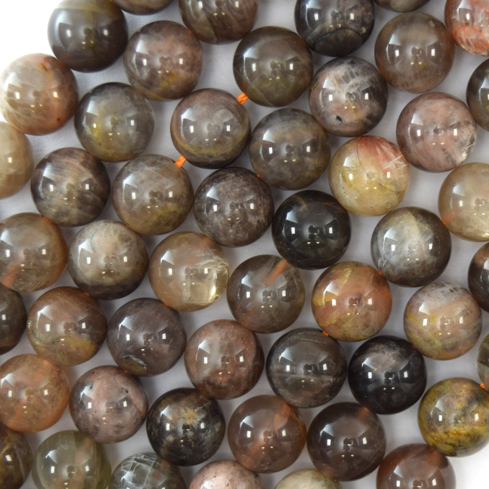 Natural Black Gray Sunstone Round Beads Gemstone 15" Strand 6mm 8mm 10mm 12mm