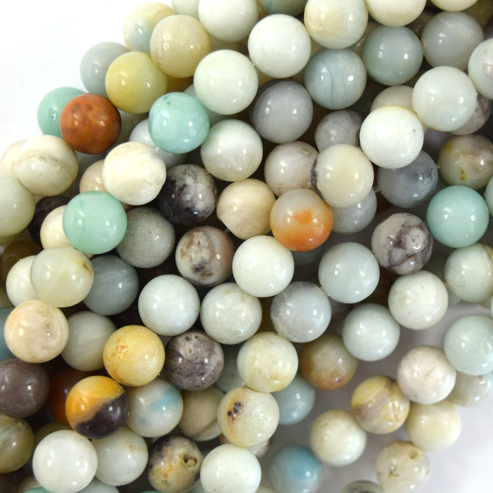 Natural Multicolor Amazonite Round Beads 15" Strand 4mm 6mm 8mm 10mm 12mm