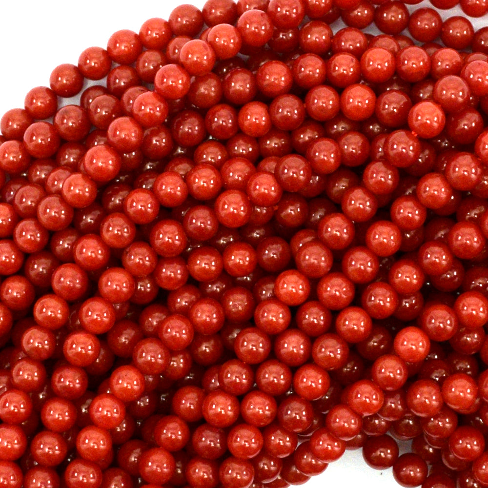 Red Coral Round Beads Gemstone 15.5