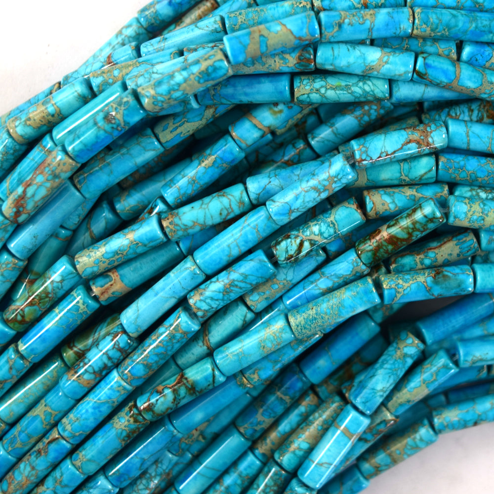 13mm Sea Sediment Jasper Tube Beads Gemstone 15.5