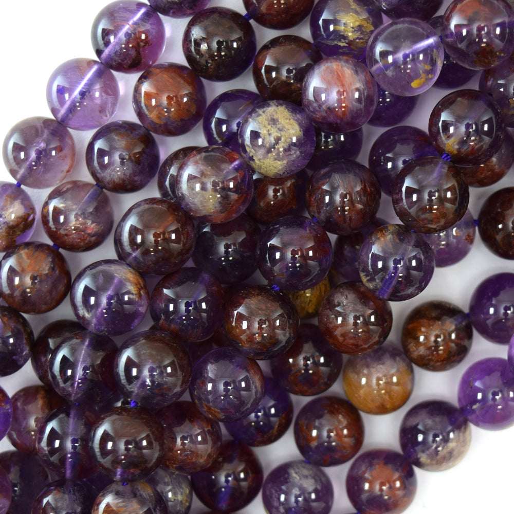 Natural Purple Phantom Amethyst Round Beads 15.5" Strand 6mm 8mm 10mm 12mm