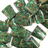 24mm emerald green golden pressed jade ladder beads 15.5