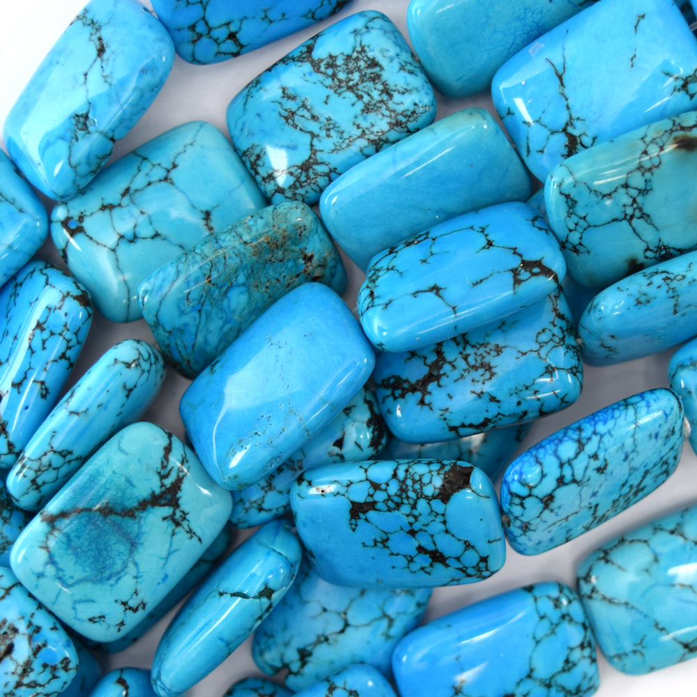 25mm blue turquoise rectangle beads 16