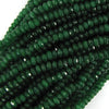Faceted Emerald Green Jade Rondelle Button Beads 15