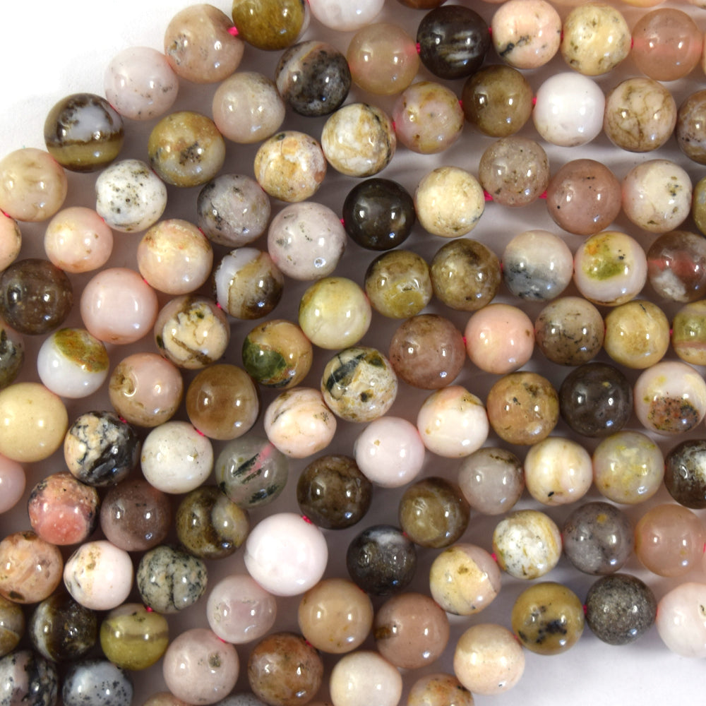 Natural Peruvian Multicolor Pink Opal Round Beads 15" 6mm 8mm 10mm 12mm S2