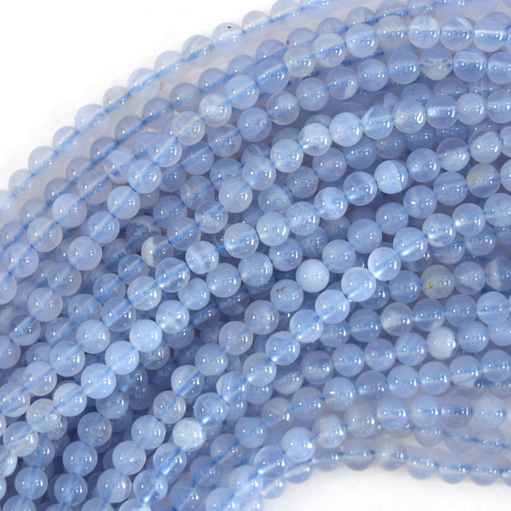 Natural Blue Lace Agate Round Beads Gemstone 15.5" Strand 6mm 8mm 10mm 12mm S1
