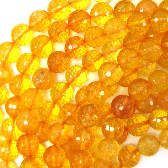 Faceted Yellow Citrine Round Beads Gemstone 15'' Strand 4mm 6mm 8mm 10mm 12mm S1