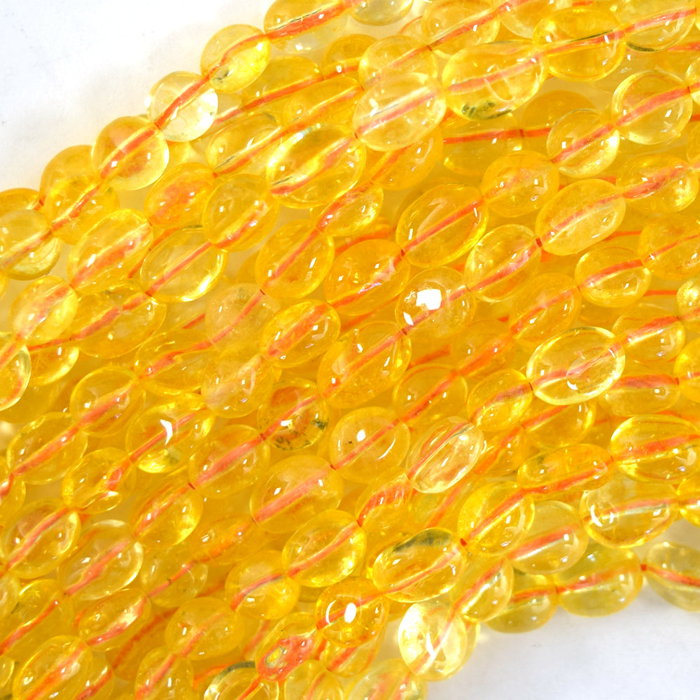 Natural Yellow Citrine Pebble Nugget Beads 15.5" Strand 6mm - 8mm, 8mm - 10mm S1