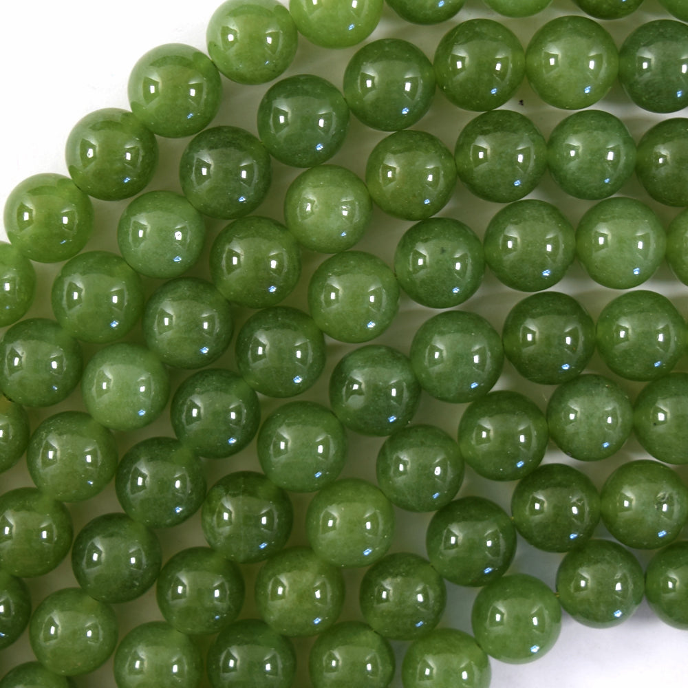 Canadian Light Green Jade Round Beads Gemstone 15" Strand 6mm 8mm 10mm S2