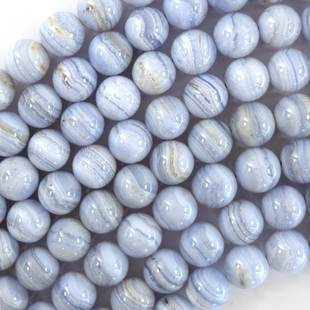 Natural Blue Lace Agate Round Beads Gemstone 15.5" Strand 6mm 8mm 10mm 12mm S1