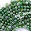 Mystic Titanium Faceted Green Fire Agate Round Beads 15