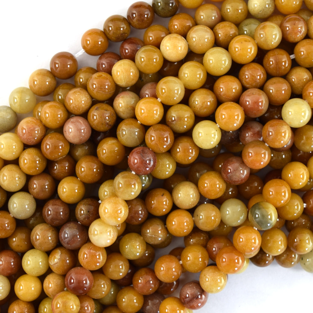 Natural Golden Sand Jade Round Beads Gemstone 15" Strand 6mm 8mm 10mm