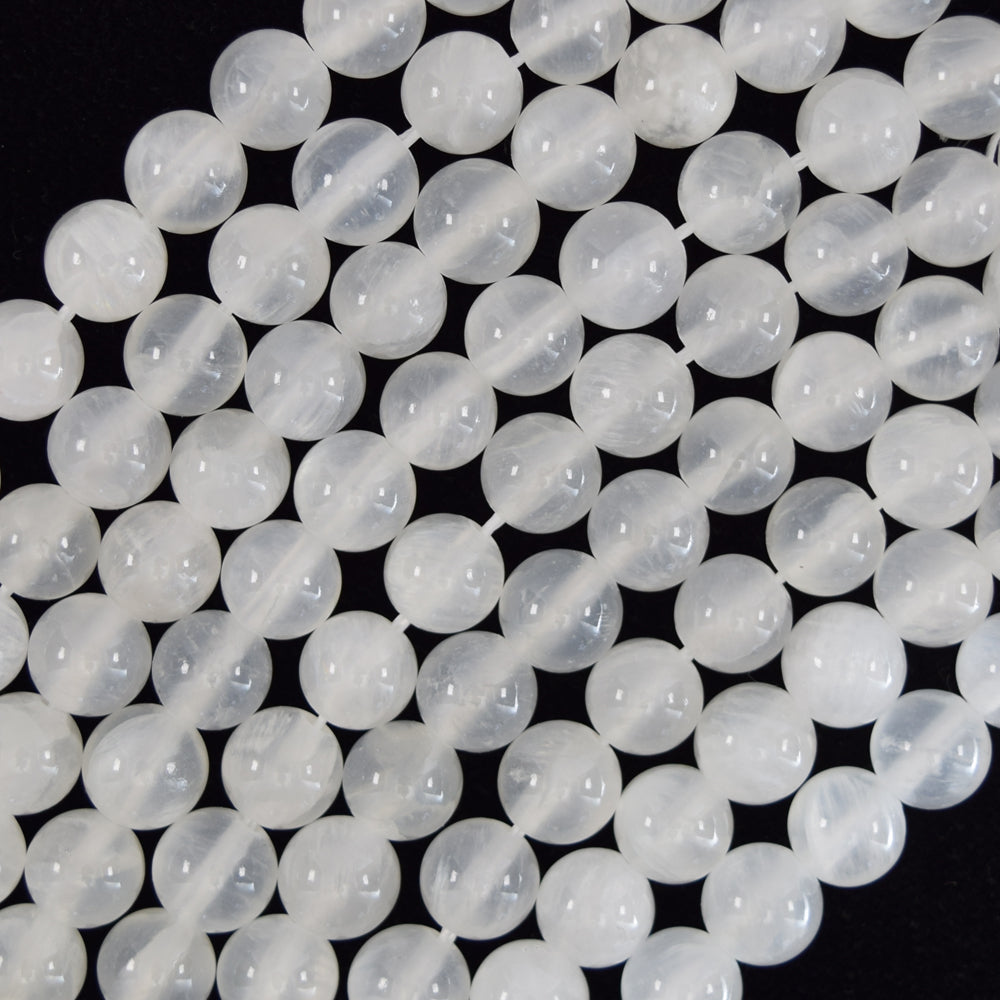 Natural White Selenite Round Beads Gemstone 15.5" strand 4mm 6mm 8mm 10mm 12mm