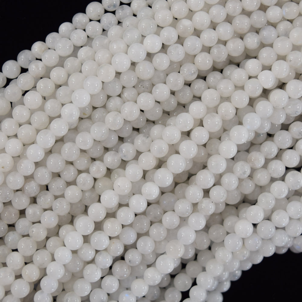 Natural White Moonstone Round Beads 15.5