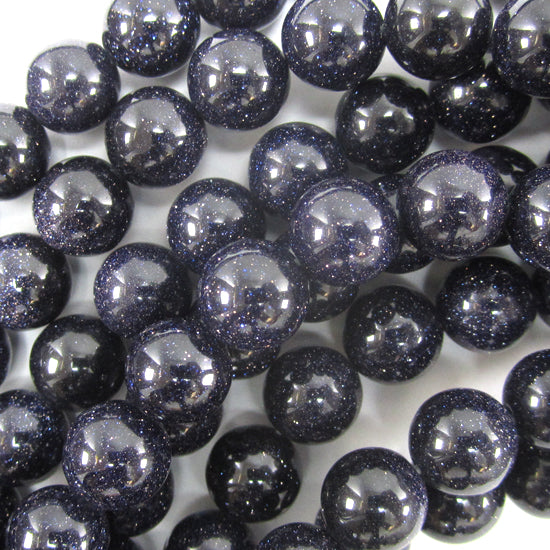 Blue Goldstone Round Beads Gemstone 14.5" Strand Sandstone 4mm 6mm 8mm 10mm