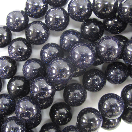 Blue Goldstone Round Beads Gemstone 14.5" Strand 4mm 6mm 8mm 10mm 12mm