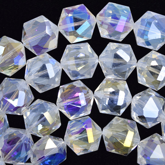 14mm faceted crystal hexagon beads 7.5