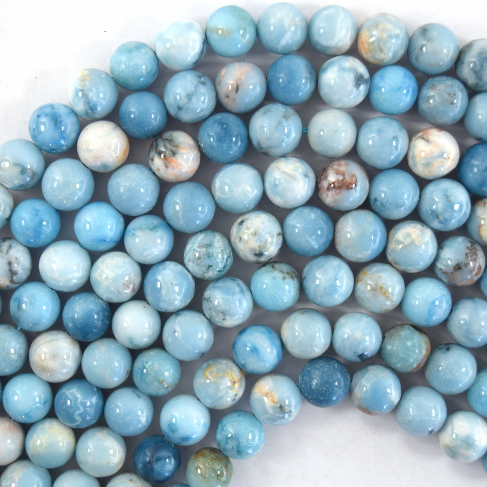 Blue Larimar Quartz Round Beads Gemstone 15" Strand 4mm 6mm 8mm 10mm 12mm S2